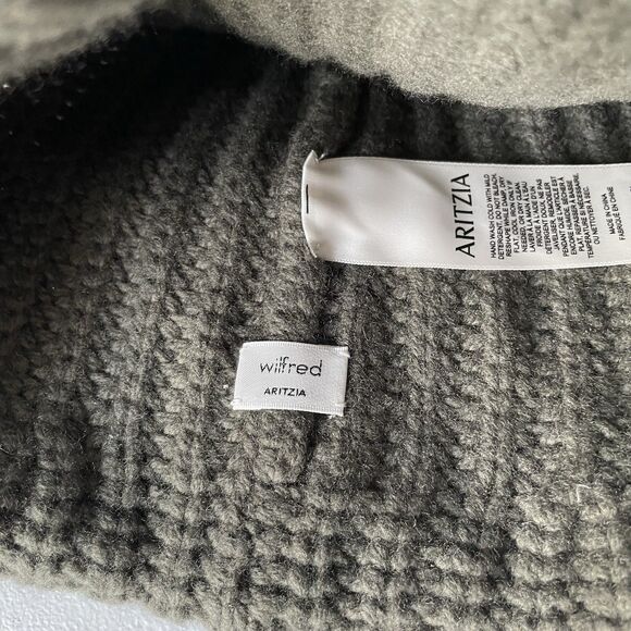 Wilfred Aritzia Gray Wool Blend Winter Knit Hat Cap Beanie One Size - Picture 7 of 9